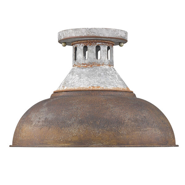 Kinsley Aged Galvanized Steel and Rust One-Light Semi-flush, image 2